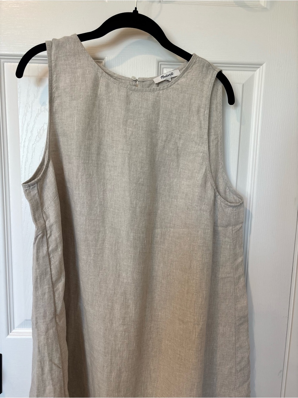 Madewell Sleeveless Mini Shift Dress in Light Beige Linen Transitional - Picture 2 of 11
